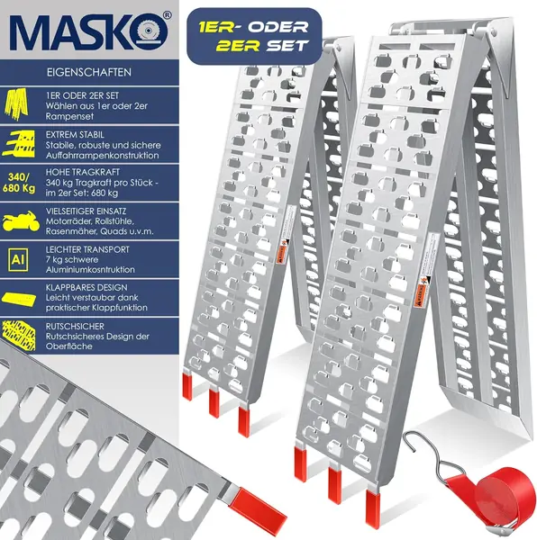 Auffahrrampe 340kg Faltbare ALU Verladerampe Max 680kg*
