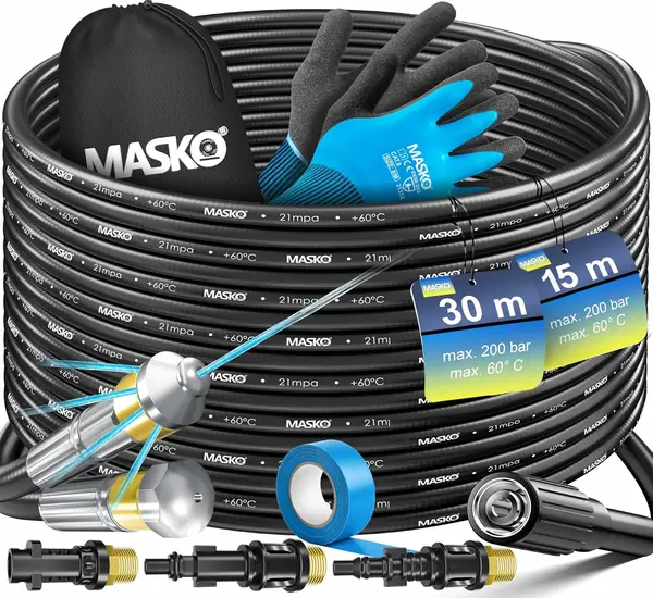 Premium Rohrreinigungsschlauch Set Abflussreiniger 30m